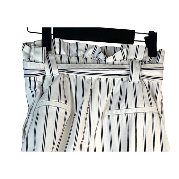2/$30 Zara Small Striped High-Waisted Shorts Tie Belt Cotton Blend - Picture 9 of 12